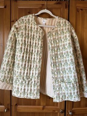 Quilted Floral Jacket - Cream, Pink, Yellow, and Green